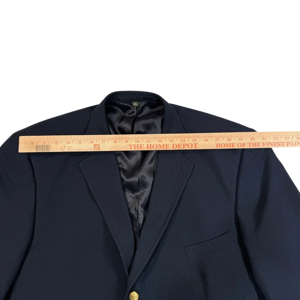 Orvis Mens Navy Blue Wool Blend 3-Button Blazer‎ Sport Coat 50R USA Gold Buttons